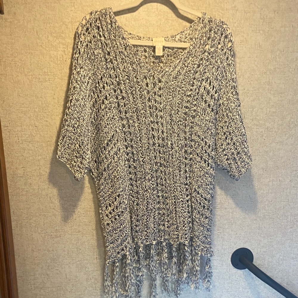 Chico's Blue and White Knit Sweater